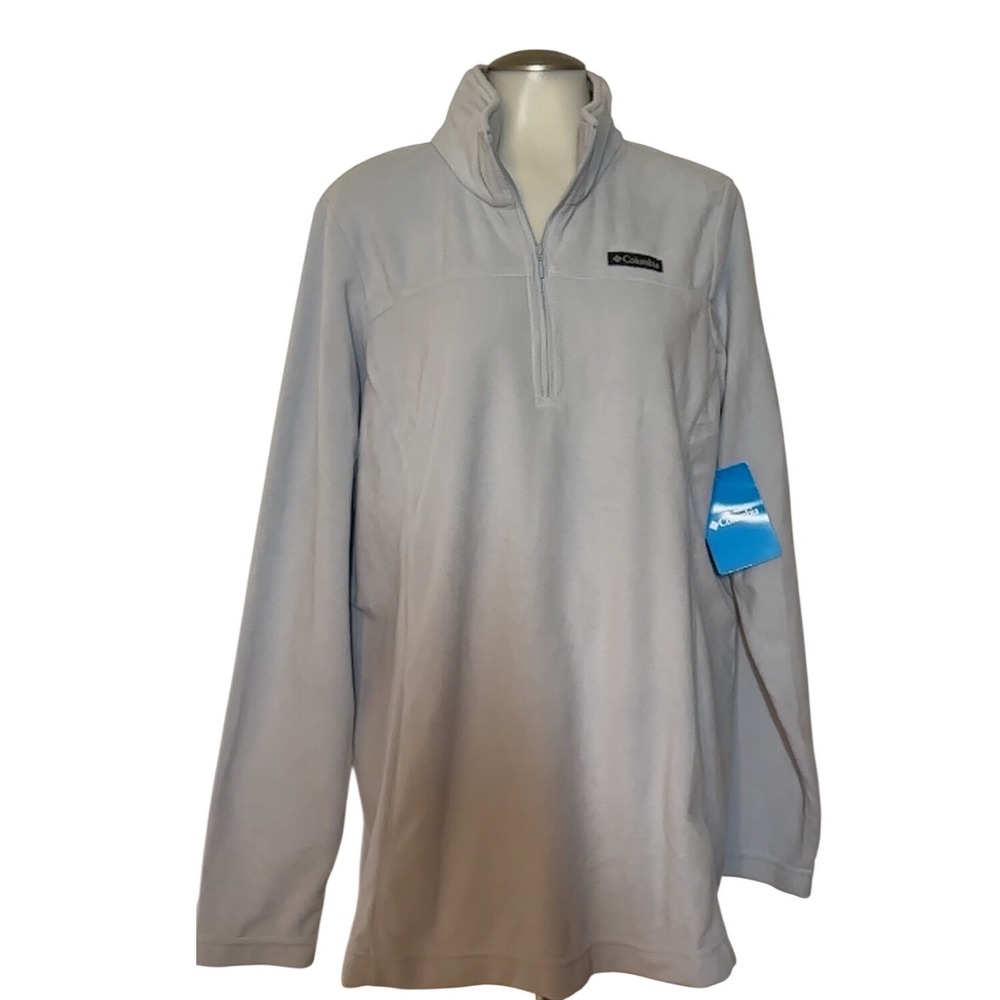 Columbia Lake Aloha Half Zip Fleece Womens XL Light Blue Gray solid color NWT